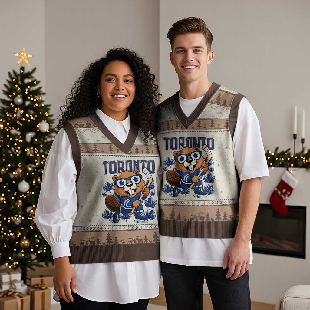 Toronto Ice Hockey Beaver V-Neck Knit Sweater Vest Canadian Pride Gift TS12 Mocha Mousse Print Your Wear