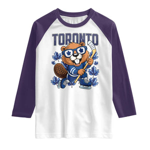 Toronto Ice Hockey Beaver Raglan Shirt Canadian Pride Gift TS12 White Purple Print Your Wear