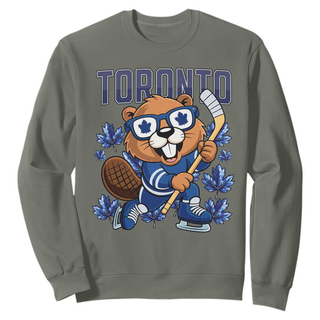 Toronto Ice Hockey Beaver Sweatshirt Canadian Pride Gift TS12 Military Green Print Your Wear