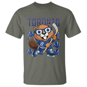 Toronto Ice Hockey Beaver T Shirt Canadian Pride Gift TS12 Military Green Print Your Wear