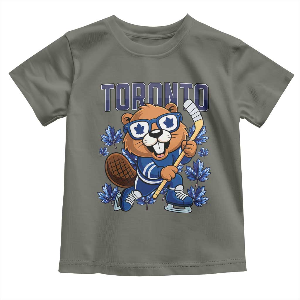 Toronto Ice Hockey Beaver Toddler T Shirt Canadian Pride Gift TS12 Military Green Print Your Wear