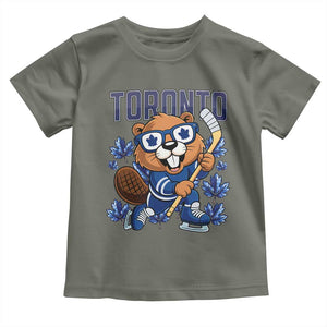 Toronto Ice Hockey Beaver Toddler T Shirt Canadian Pride Gift TS12 Military Green Print Your Wear