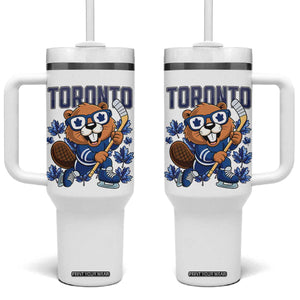 Toronto Ice Hockey Beaver Tumbler With Handle Canadian Pride Gift TS12 One Size: 40 oz White Print Your Wear