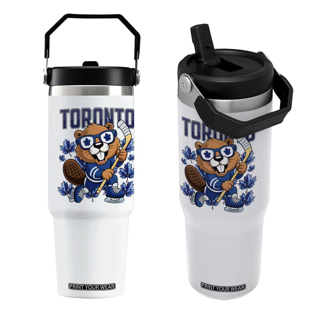 Toronto Ice Hockey Beaver Flip Straw Tumbler Canadian Pride Gift TS12 One Size: 30 oz White Print Your Wear
