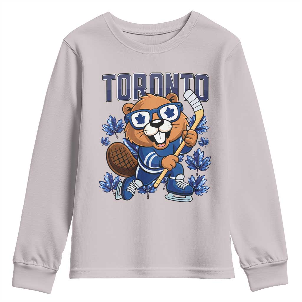 Toronto Ice Hockey Beaver Youth Sweatshirt Canadian Pride Gift TS12 Ice Gray Print Your Wear