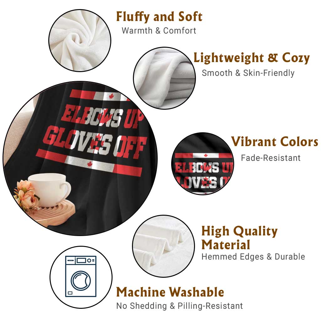 Elbows Up Gloves Off Throw Blanket Canadian Ice Hockey Lover Gift TS12 Print Your Wear