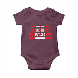 Elbows Up Gloves Off Baby Onesie Canadian Ice Hockey Lover Gift TS12 Maroon Print Your Wear