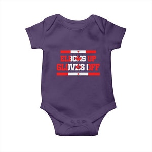 Elbows Up Gloves Off Baby Onesie Canadian Ice Hockey Lover Gift TS12 Purple Print Your Wear