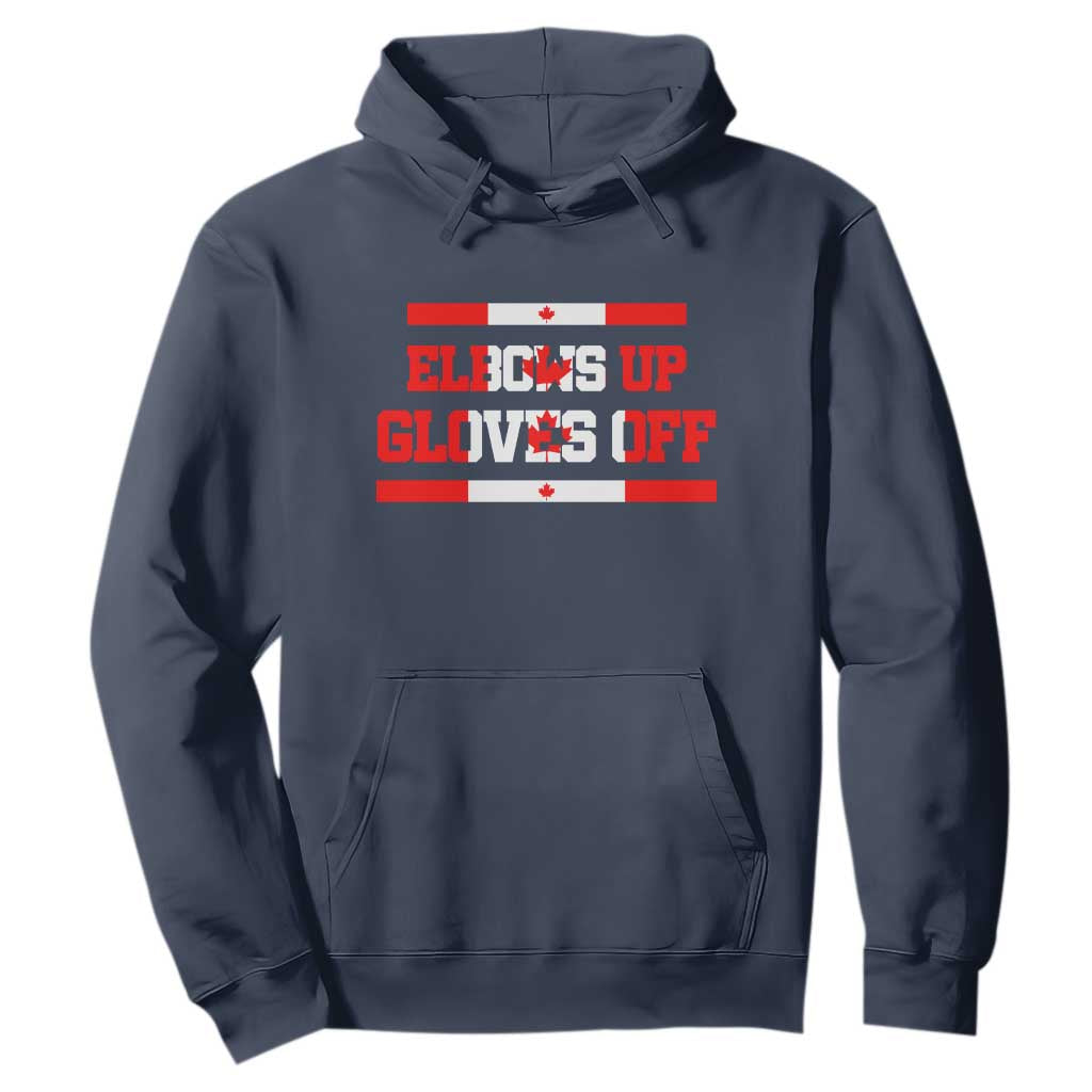 Elbows Up Gloves Off Hoodie Canadian Ice Hockey Lover Gift TS12 Navy Print Your Wear