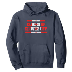 Elbows Up Gloves Off Hoodie Canadian Ice Hockey Lover Gift TS12 Navy Print Your Wear