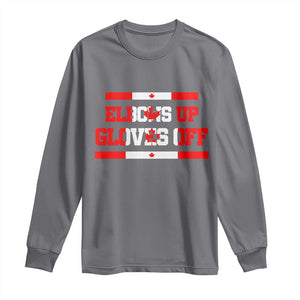 Elbows Up Gloves Off Long Sleeve Shirt Canadian Ice Hockey Lover Gift TS12 Charcoal Print Your Wear