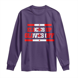 Elbows Up Gloves Off Long Sleeve Shirt Canadian Ice Hockey Lover Gift TS12 Purple Print Your Wear