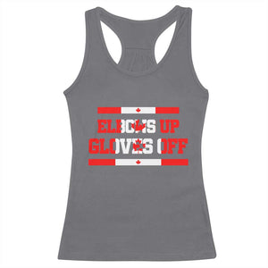 Elbows Up Gloves Off Racerback Tank Top Canadian Ice Hockey Lover Gift TS12 Charcoal Print Your Wear