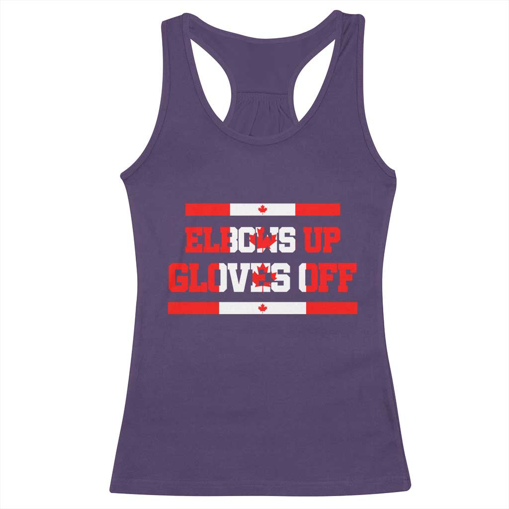 Elbows Up Gloves Off Racerback Tank Top Canadian Ice Hockey Lover Gift TS12 Purple Print Your Wear
