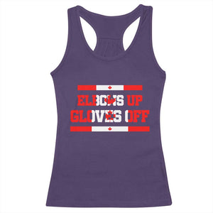 Elbows Up Gloves Off Racerback Tank Top Canadian Ice Hockey Lover Gift TS12 Purple Print Your Wear
