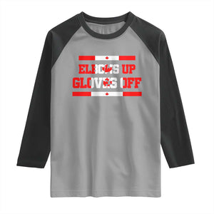 Elbows Up Gloves Off Raglan Shirt Canadian Ice Hockey Lover Gift TS12 Sport Gray Black Print Your Wear