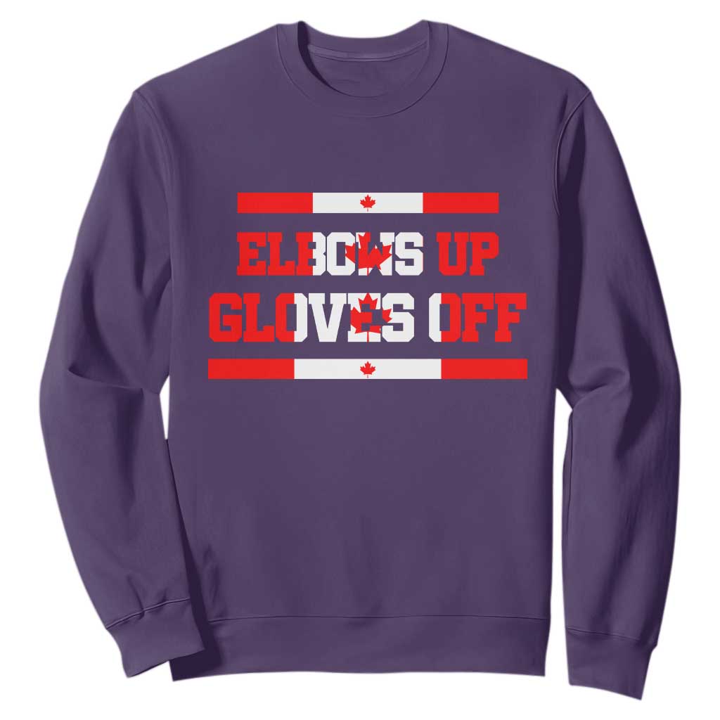 Elbows Up Gloves Off Sweatshirt Canadian Ice Hockey Lover Gift TS12 Purple Print Your Wear