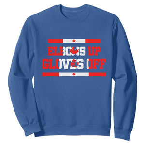 Elbows Up Gloves Off Sweatshirt Canadian Ice Hockey Lover Gift TS12 Royal Blue Print Your Wear