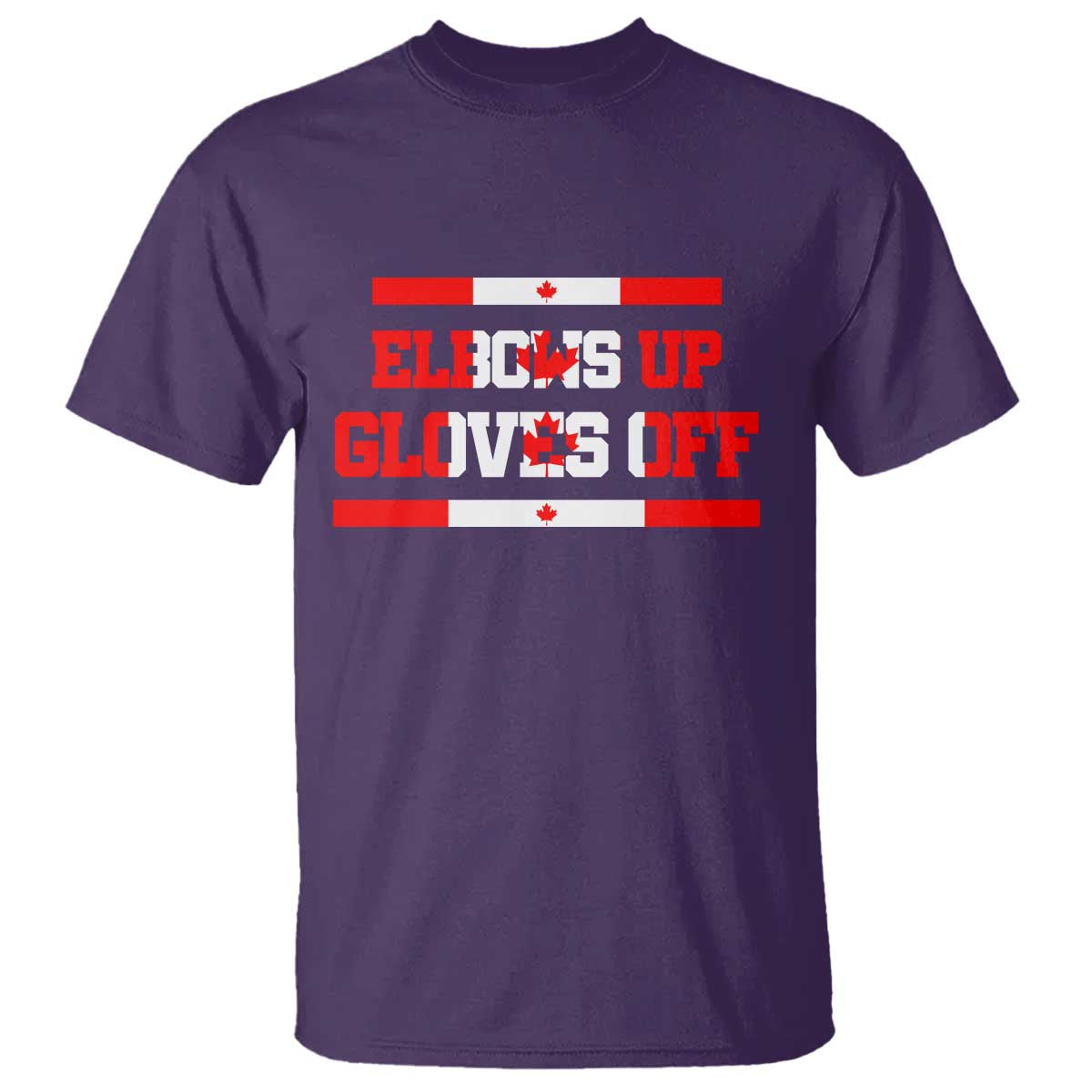 Elbows Up Gloves Off T Shirt Canadian Ice Hockey Lover Gift TS12 Purple Print Your Wear