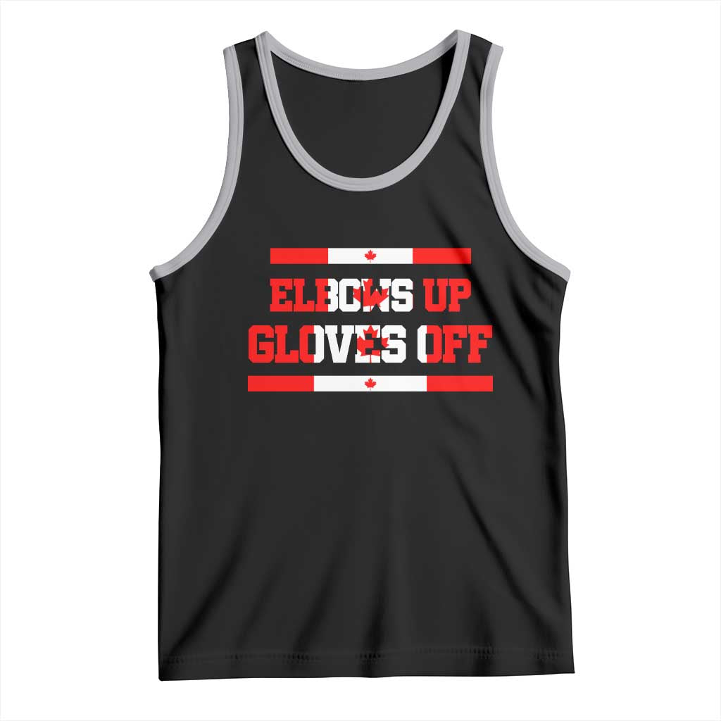 Elbows Up Gloves Off Tank Top Canadian Ice Hockey Lover Gift TS12 Black Athletic Heather Print Your Wear