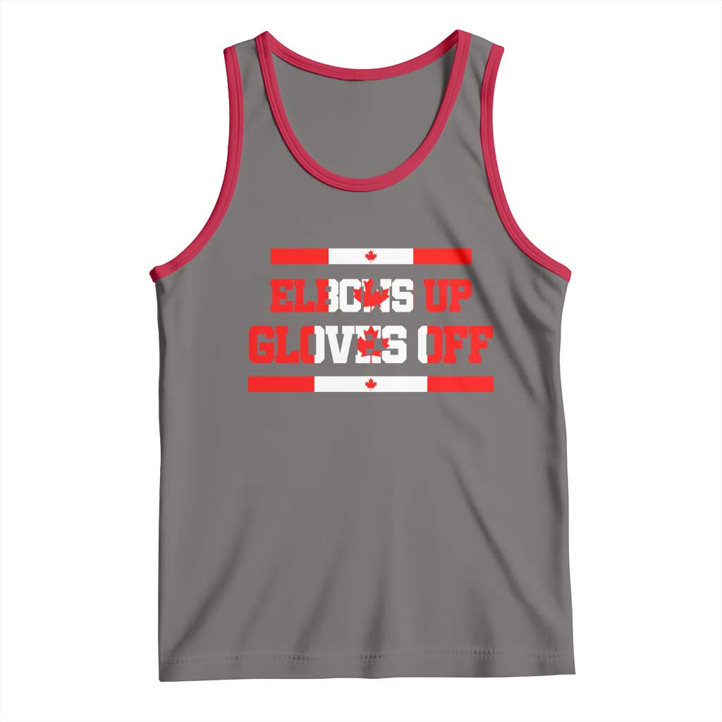 Elbows Up Gloves Off Tank Top Canadian Ice Hockey Lover Gift TS12 Deep Heather Red Print Your Wear