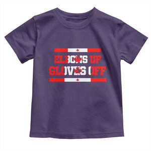 Elbows Up Gloves Off Toddler T Shirt Canadian Ice Hockey Lover Gift TS12 Purple Print Your Wear
