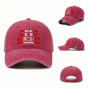 Elbows Up Gloves Off Washed Cotton Baseball Cap Canadian Ice Hockey Lover Gift TS12 Washed Cap Universal Fit Red Print Your Wear