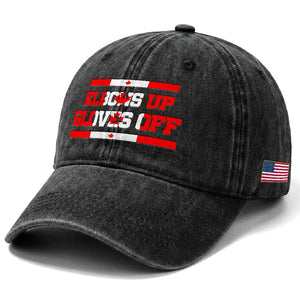 Elbows Up Gloves Off Washed Cotton Baseball Cap Canadian Ice Hockey Lover Gift TS12 Print Your Wear