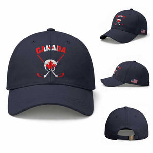 Canada Hockey Fan Ice Hockey Gear Red White Gift Baseball Cap TS12 Baseball Cap Universal Fit Navy Print Your Wear