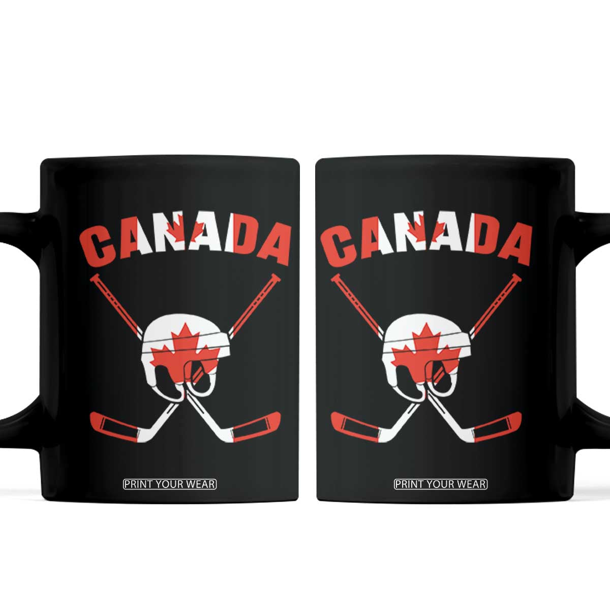 Canada Hockey Fan Ice Hockey Gear Red White Gift Coffee Mug TS12 Black Print Your Wear