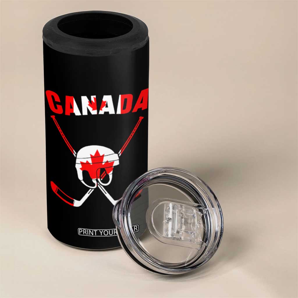 Canada Hockey Fan Ice Hockey Gear Red White Gift 4 in 1 Can Cooler Tumbler TS12 Print Your Wear