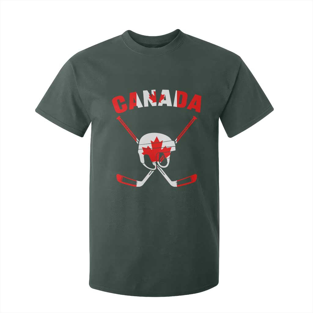 Canada Hockey Fan Ice Hockey Gear Red White Gift T Shirt For Kid TS12 Dark Forest Green Print Your Wear
