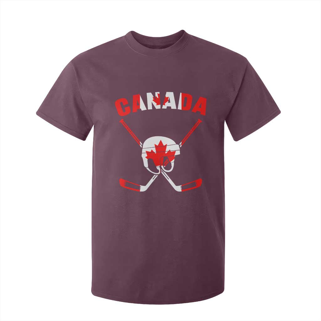 Canada Hockey Fan Ice Hockey Gear Red White Gift T Shirt For Kid TS12 Maroon Print Your Wear