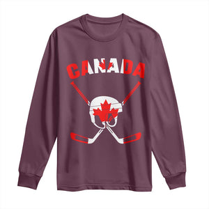 Canada Hockey Fan Ice Hockey Gear Red White Gift Long Sleeve Shirt TS12 Maroon Print Your Wear