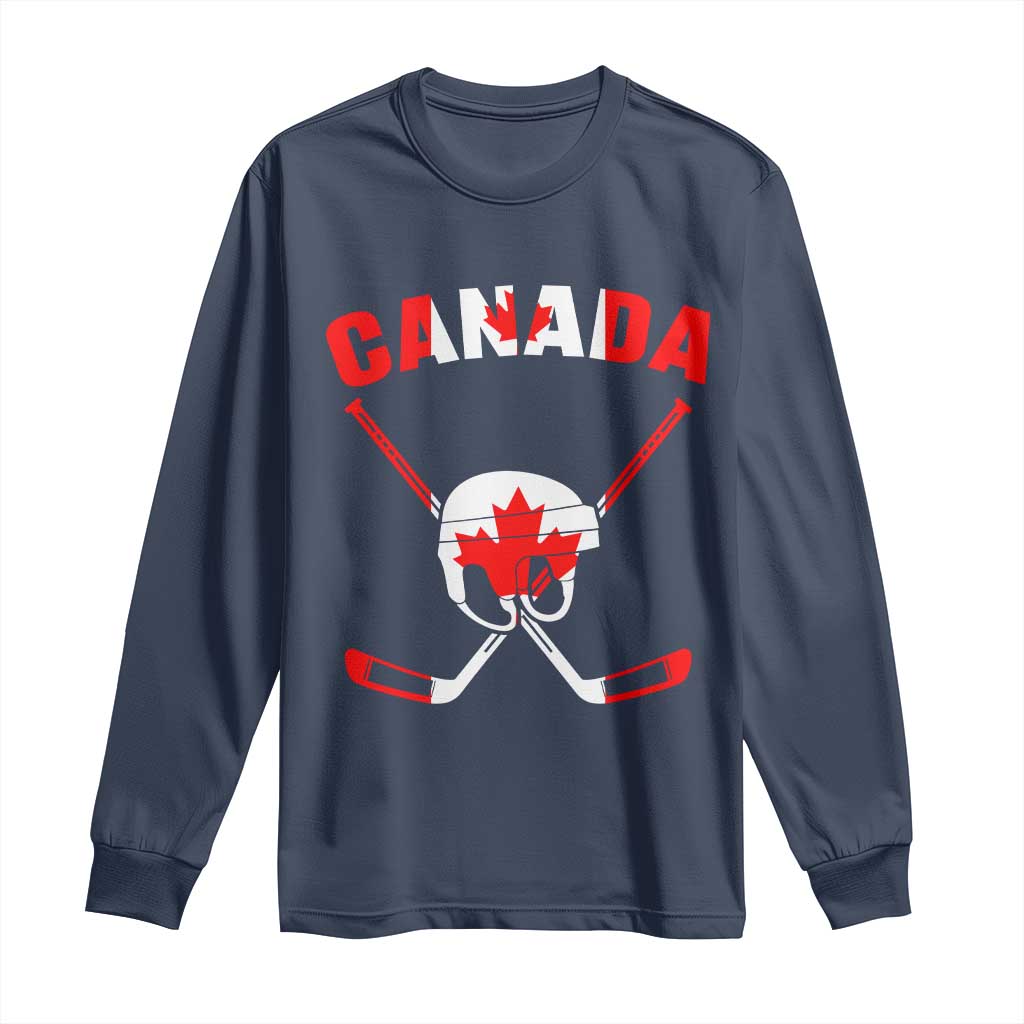 Canada Hockey Fan Ice Hockey Gear Red White Gift Long Sleeve Shirt TS12 Navy Print Your Wear