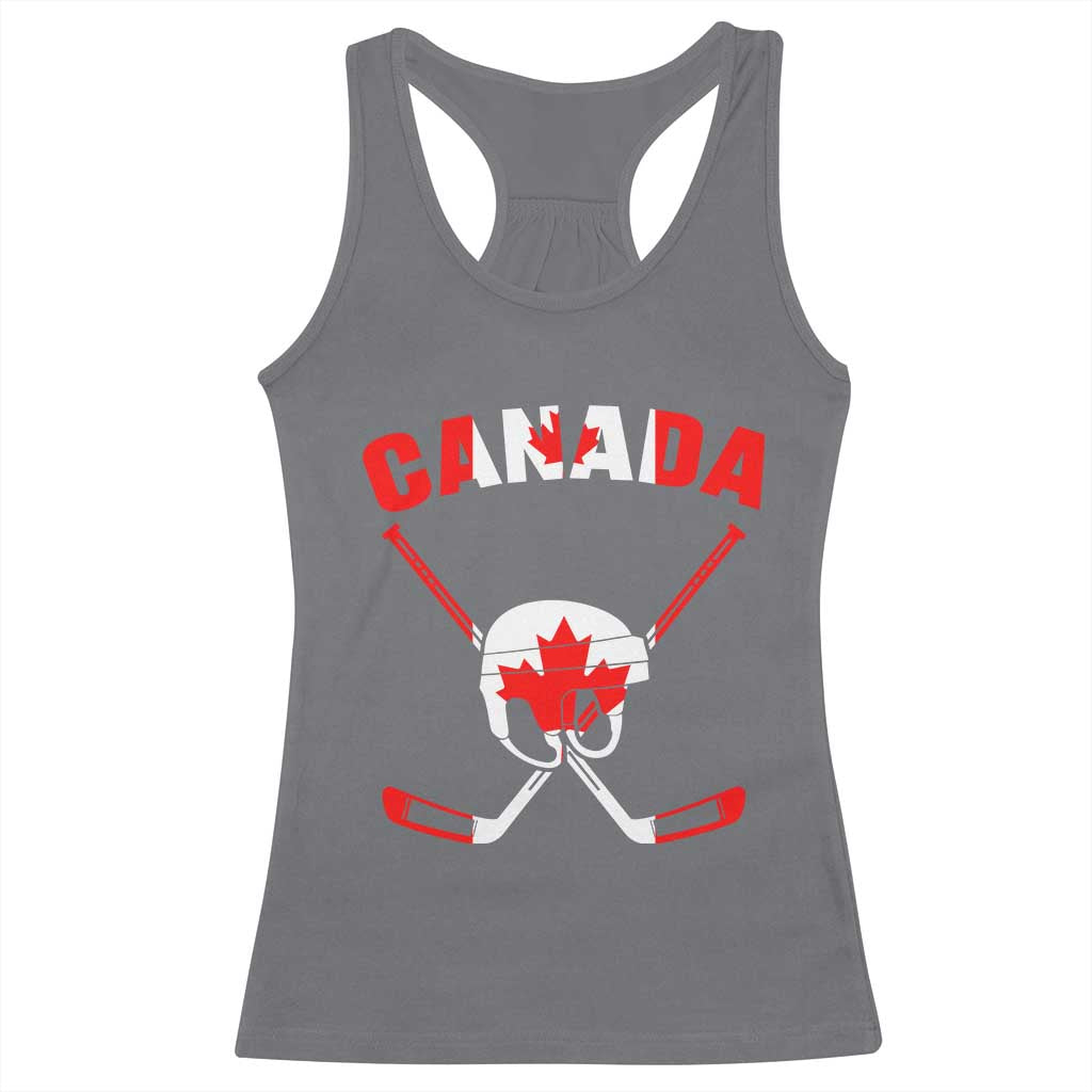 Canada Hockey Fan Ice Hockey Gear Red White Gift Racerback Tank Top TS12 Charcoal Print Your Wear