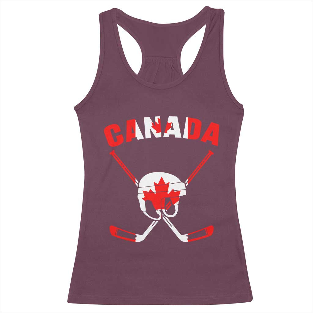 Canada Hockey Fan Ice Hockey Gear Red White Gift Racerback Tank Top TS12 Maroon Print Your Wear