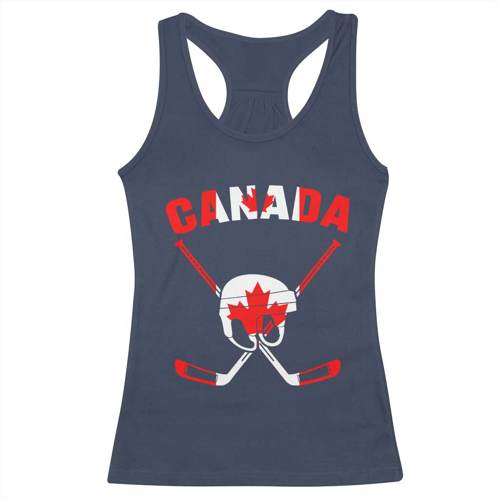 Canada Hockey Fan Ice Hockey Gear Red White Gift Racerback Tank Top TS12 Navy Print Your Wear