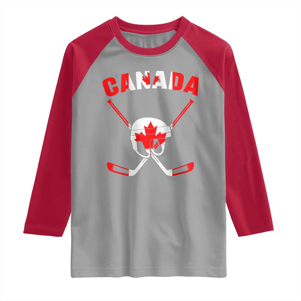 Canada Hockey Fan Ice Hockey Gear Red White Gift Raglan Shirt TS12 Sport Gray Red Print Your Wear