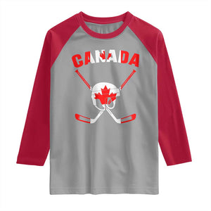 Canada Hockey Fan Ice Hockey Gear Red White Gift Raglan Shirt TS12 Sport Gray Red Print Your Wear
