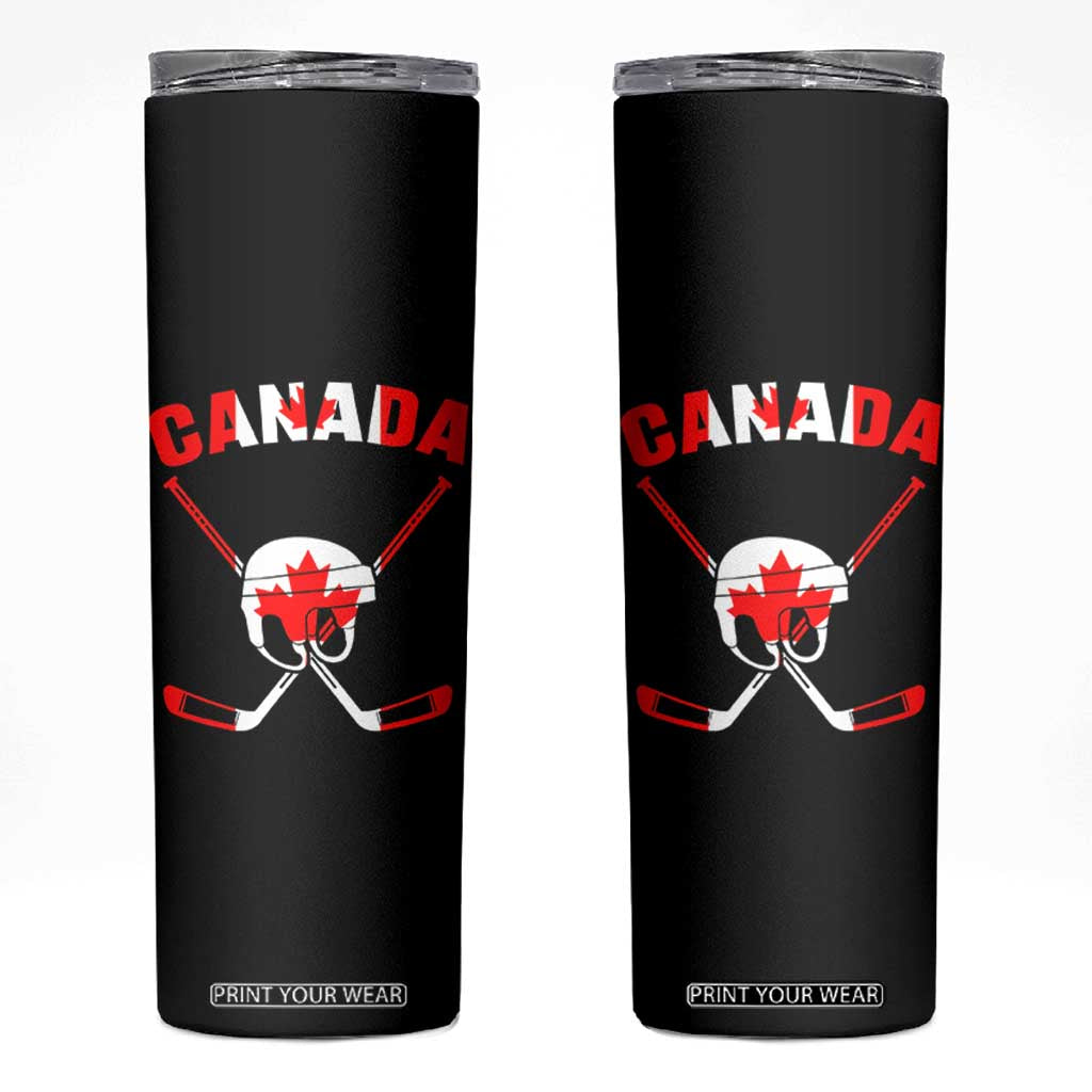 Canada Hockey Fan Ice Hockey Gear Red White Gift Skinny Tumbler TS12 Black Print Your Wear