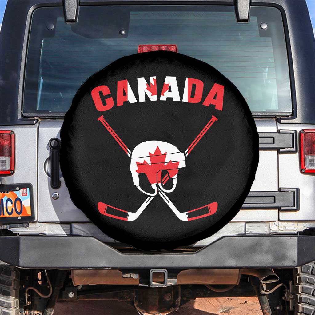 Canada Hockey Fan Ice Hockey Gear Red White Gift Spare Tire Cover TS12 No hole Black Print Your Wear