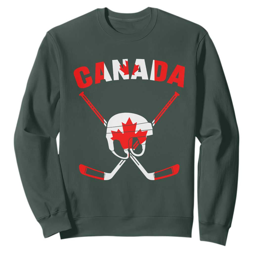 Canada Hockey Fan Ice Hockey Gear Red White Gift Sweatshirt TS12 Dark Forest Green Print Your Wear