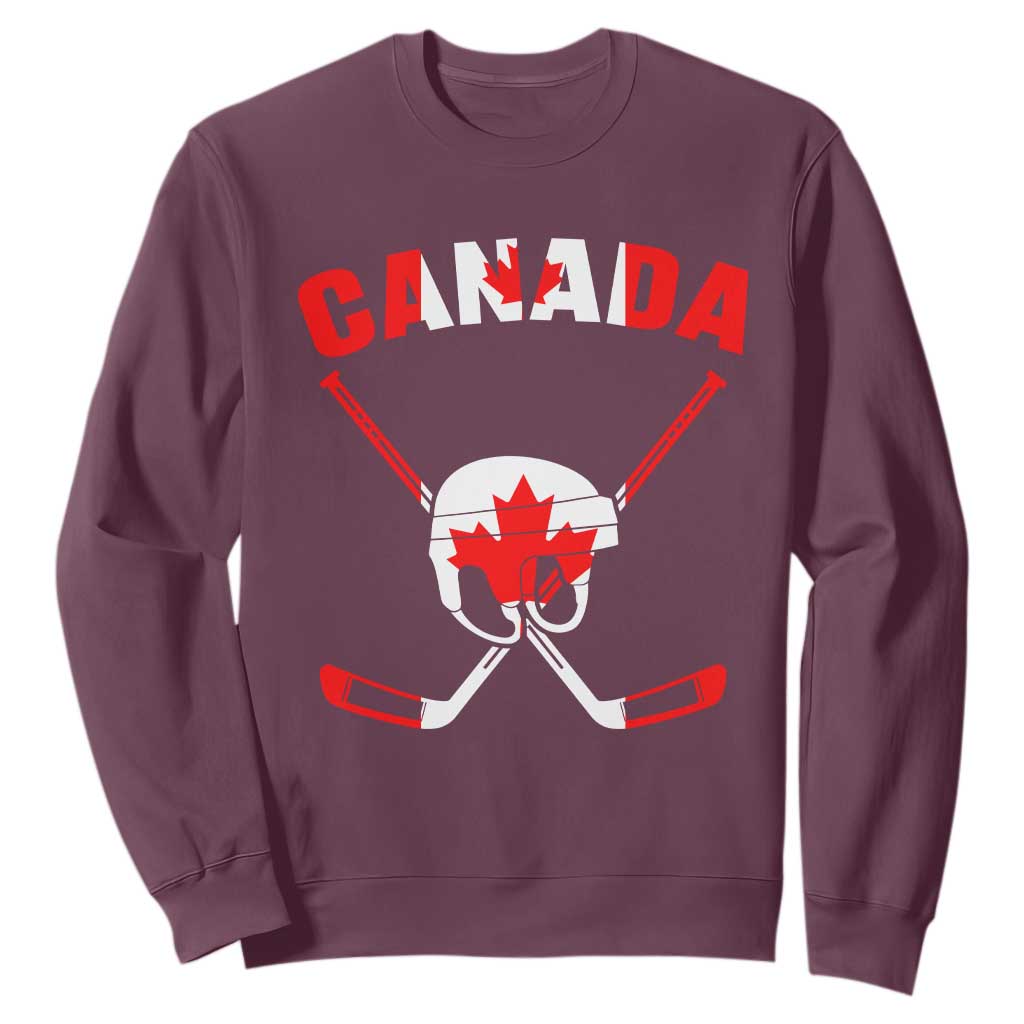Canada Hockey Fan Ice Hockey Gear Red White Gift Sweatshirt TS12 Maroon Print Your Wear