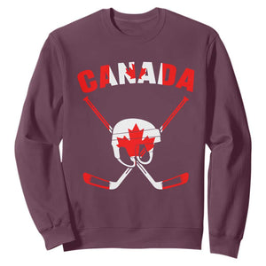 Canada Hockey Fan Ice Hockey Gear Red White Gift Sweatshirt TS12 Maroon Print Your Wear