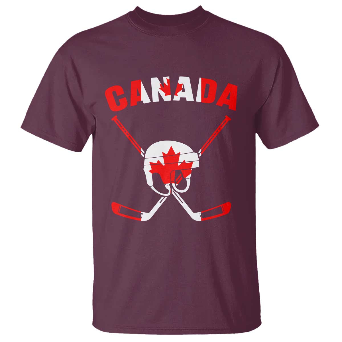 Canada Hockey Fan Ice Hockey Gear Red White Gift T Shirt TS12 Maroon Print Your Wear