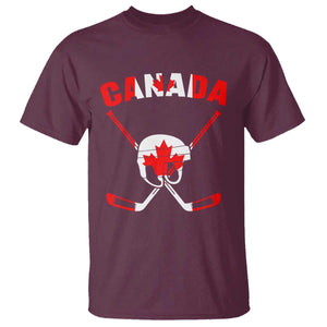 Canada Hockey Fan Ice Hockey Gear Red White Gift T Shirt TS12 Maroon Print Your Wear