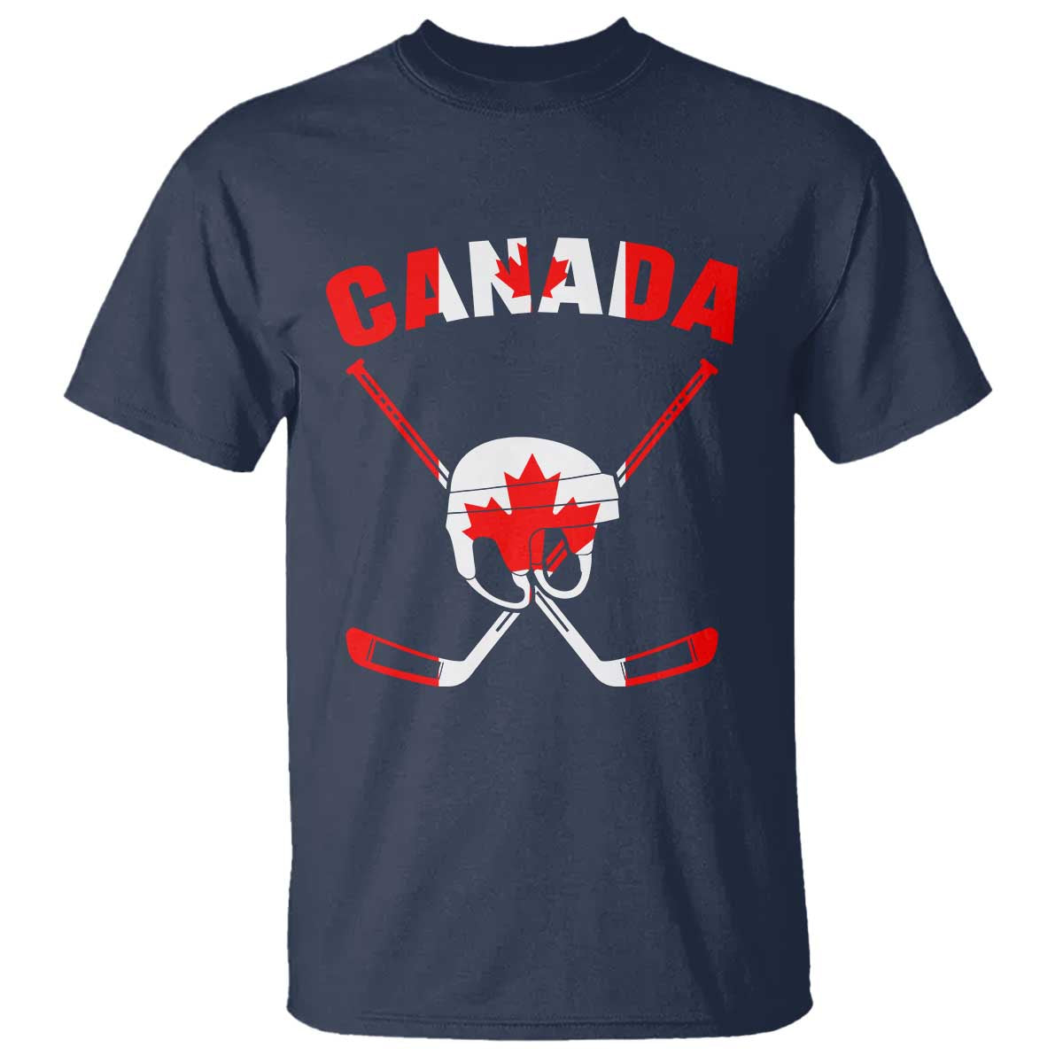 Canada Hockey Fan Ice Hockey Gear Red White Gift T Shirt TS12 Navy Print Your Wear