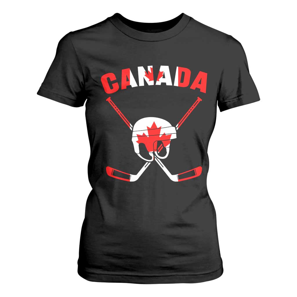 Canada Hockey Fan Ice Hockey Gear Red White Gift T Shirt For Women TS12 Black Print Your Wear