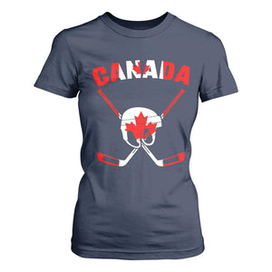 Canada Hockey Fan Ice Hockey Gear Red White Gift T Shirt For Women TS12 Navy Print Your Wear